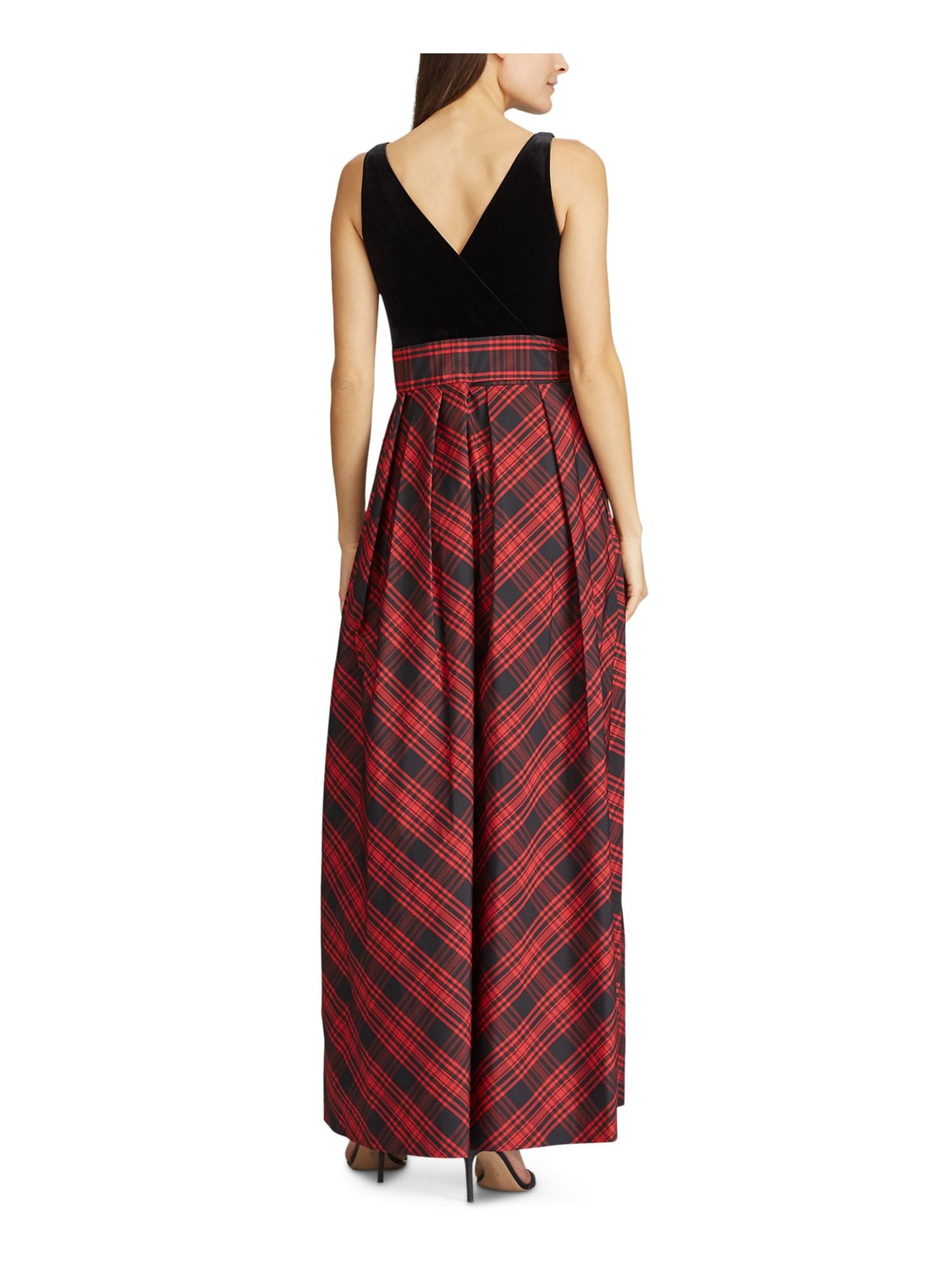 ralph-lauren-womens-plaid-sleeveless-maxi-evening-dress-black-size-17