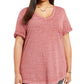 Camiseta feminina plus size estilo &amp; co burnout vermelha tamanho 0X