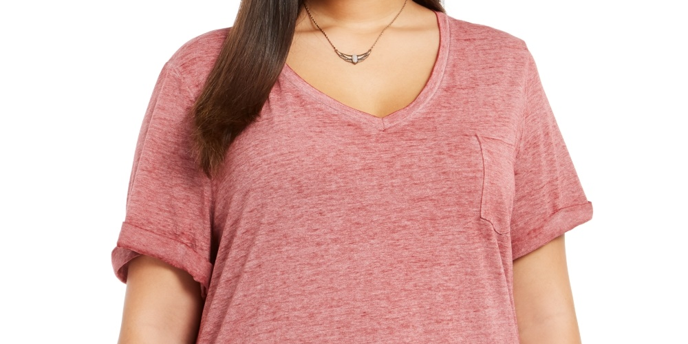Camiseta feminina plus size estilo &amp; co burnout vermelha tamanho 0X