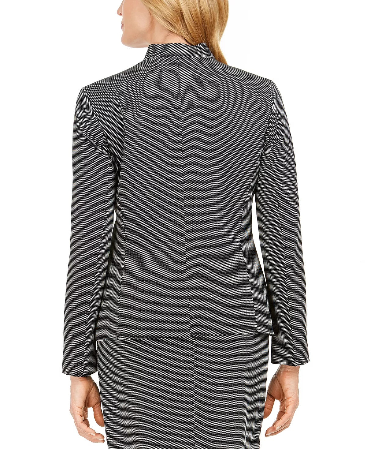 Blazer feminino Kasper Pindot com gola invertida, preto, tamanho 10