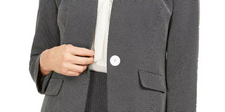 Blazer feminino Kasper Pindot com gola invertida, preto, tamanho 10
