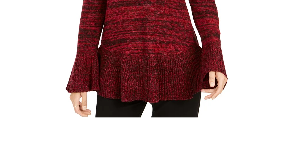 Suéter túnica feminino estilo &amp; co, pequeno, com babados, vermelho, tamanho PP