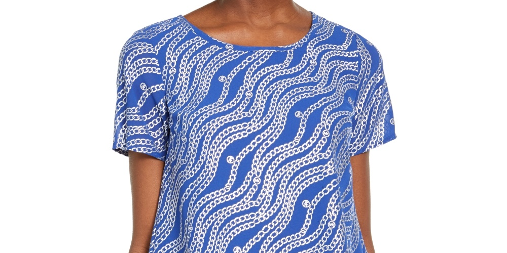 Blusa feminina Michael Kors com estampa de corrente, tamanhos azul, tamanho GG