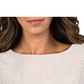Blusa feminina Anne Klein desfiada com estampa desfiada e gola joia, branca, tamanho grande
