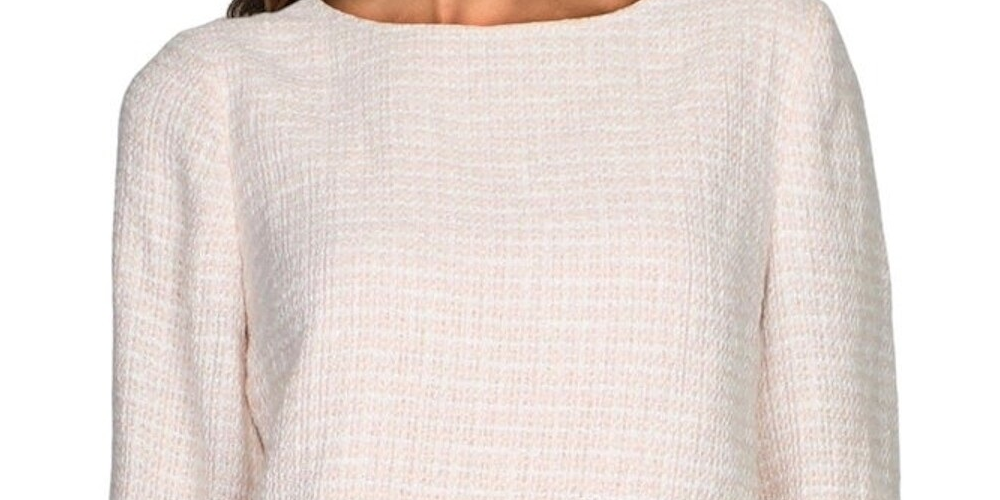 Blusa feminina Anne Klein desfiada com estampa desfiada e gola joia, branca, tamanho grande