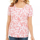 Blusa feminina Karen Scott com estampa floral, branca/rosa, tamanho X-S