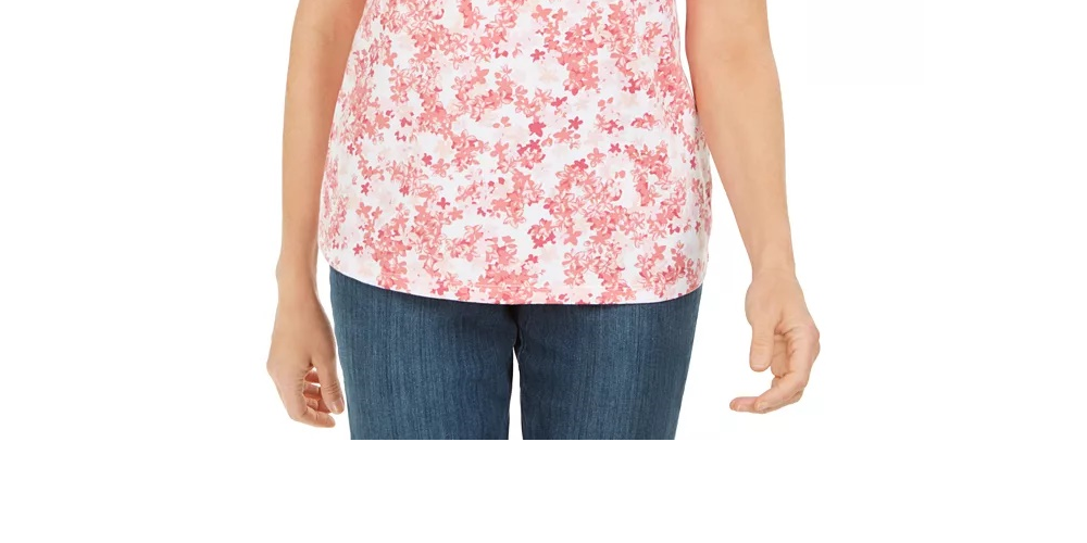 Blusa feminina Karen Scott com estampa floral, branca/rosa, tamanho X-S