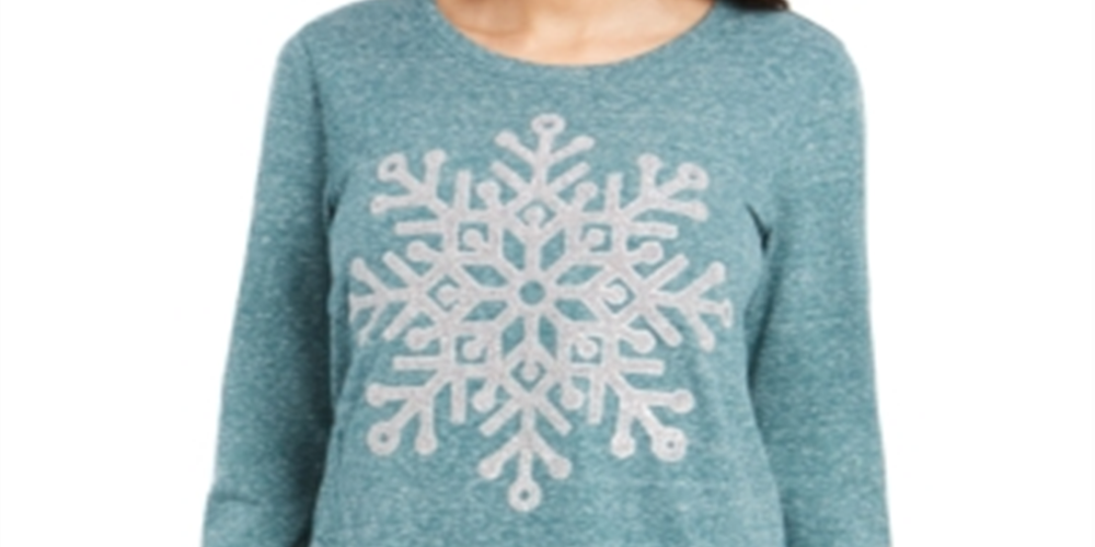 Moletom feminino com estampa de floco de neve estilo co, caviar, flocos de neve, verde, tamanho pequeno, L