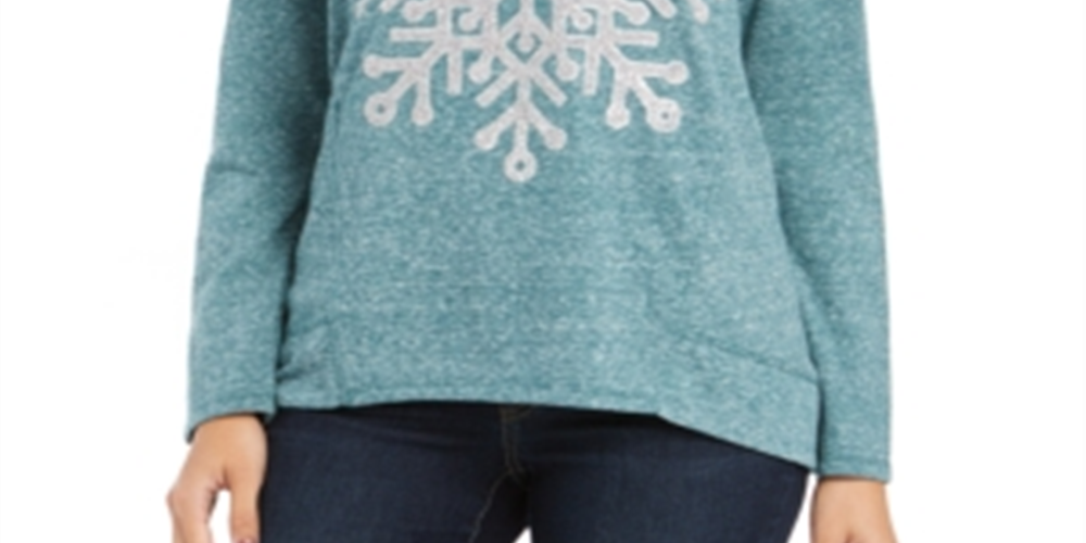 Moletom feminino com estampa de floco de neve estilo co, caviar, flocos de neve, verde, tamanho pequeno, L
