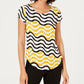 Camiseta feminina Alfani Petite com estampa e bainha redonda, tamanho P, amarela
