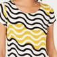 Camiseta feminina Alfani Petite com estampa e bainha redonda, tamanho P, amarela