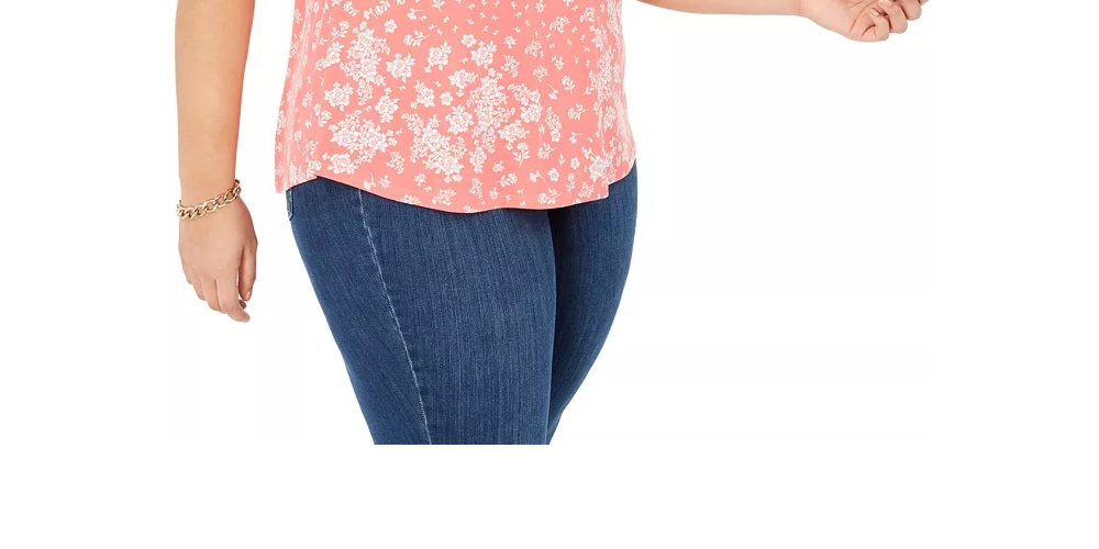 Blusa feminina plus size com estampa e mangas curtas Charter Club, vermelha, tamanho 4X