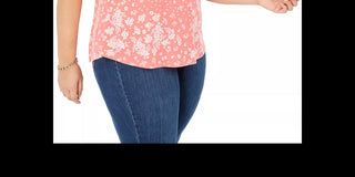 Blusa feminina plus size com estampa e mangas curtas Charter Club, vermelha, tamanho 4X