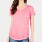 Camiseta feminina estilo &amp; co com decote em V e estampa Burnout, rosa, tamanho P