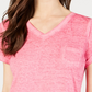 Camiseta feminina estilo &amp; co com decote em V e estampa Burnout, rosa, tamanho P