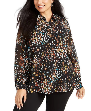 Blusa estampada plus size feminina Alfani amarela tamanho 0X