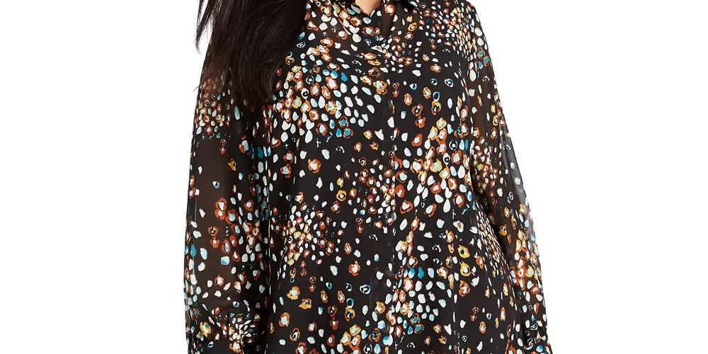 Blusa estampada plus size feminina Alfani amarela tamanho 0X