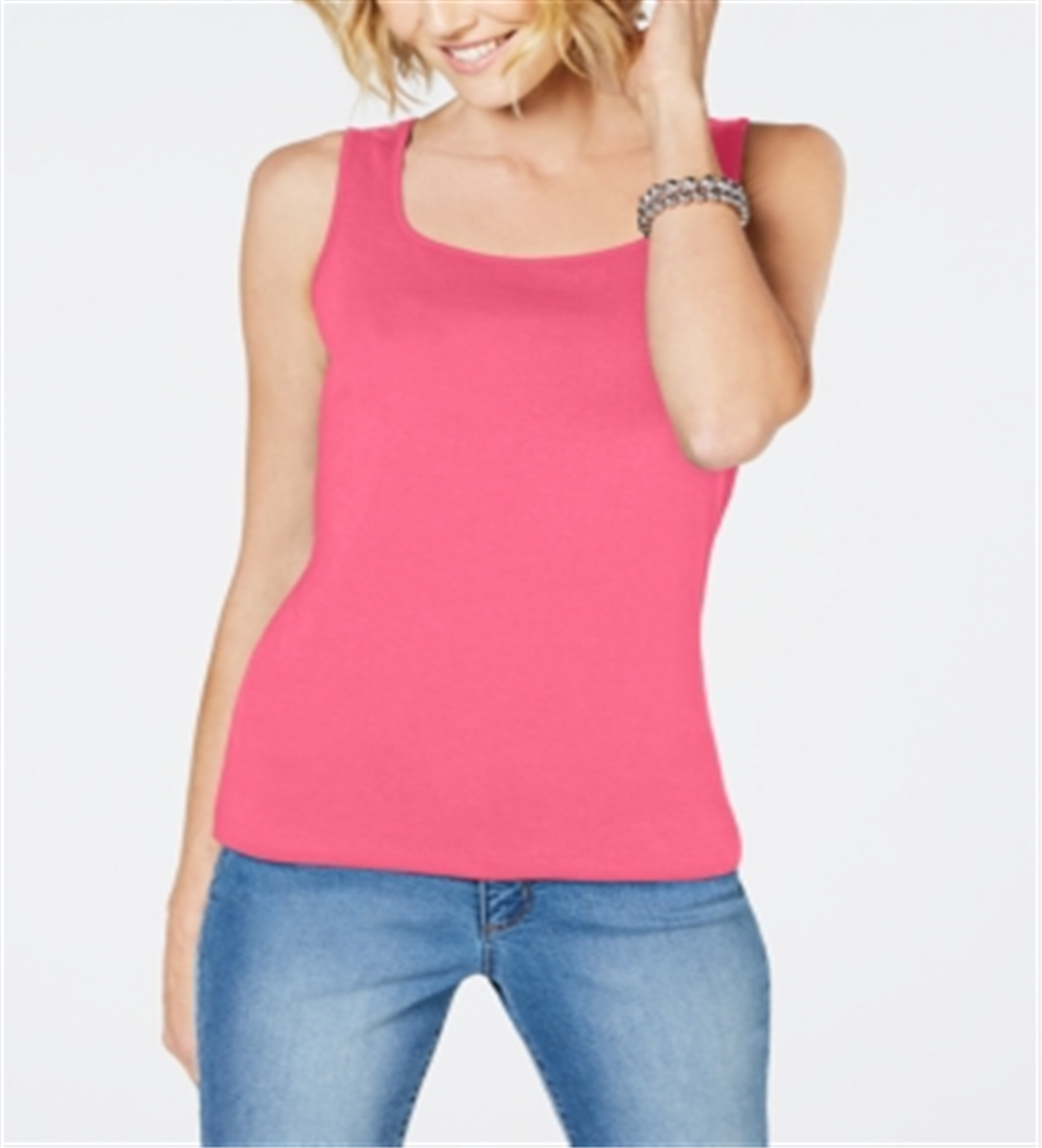 Regata feminina Karen Scott com decote quadrado, rosa, tamanho XS