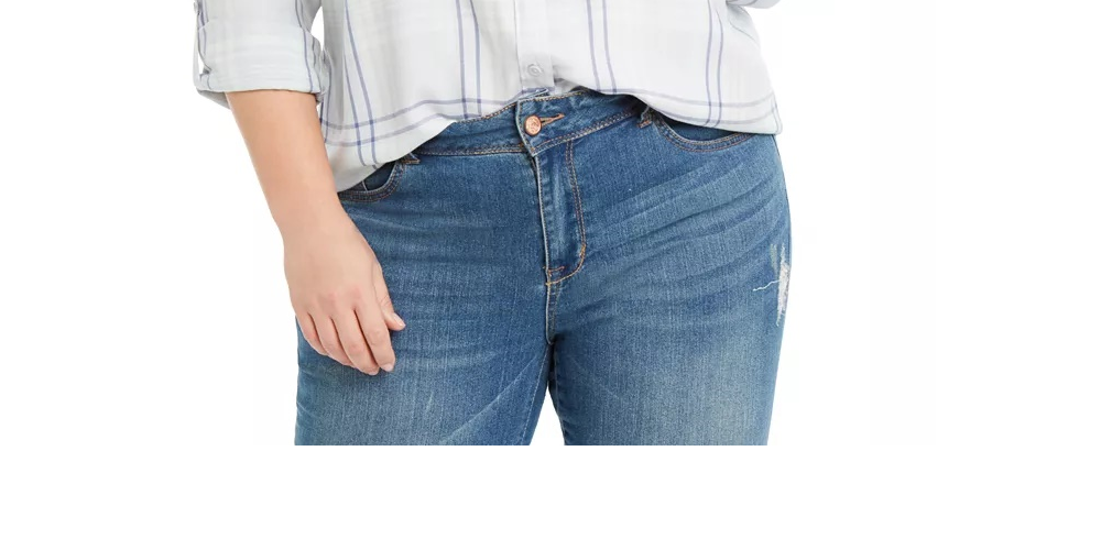 Camisa utilitária xadrez plus size feminina Style &amp; Co, verde claro/azul, tamanho 2X