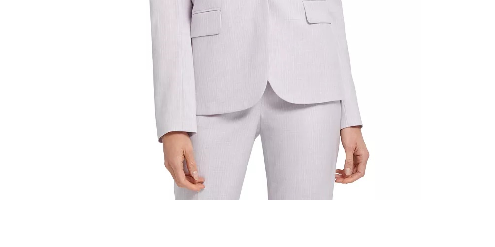 Blazer feminino DKNY sem gola e risca de giz, cinza, tamanho 12