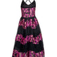 Vestido floral bordado feminino Christian Siriano, preto, tamanho 2