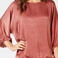 Blusa feminina Alfani de cetim com manga dolman e bolhas, marrom, tamanho XX-G