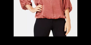 Blusa feminina Alfani de cetim com manga dolman e bolhas, marrom, tamanho XX-G