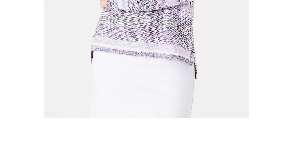 Suéter feminino listrado pequeno com ombros caídos, tamanho PP, roxo, estilo Style &amp; Co