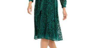 Vestido-camisa feminino Alfani Velvet Burnout com cinto, verde, tamanho 16