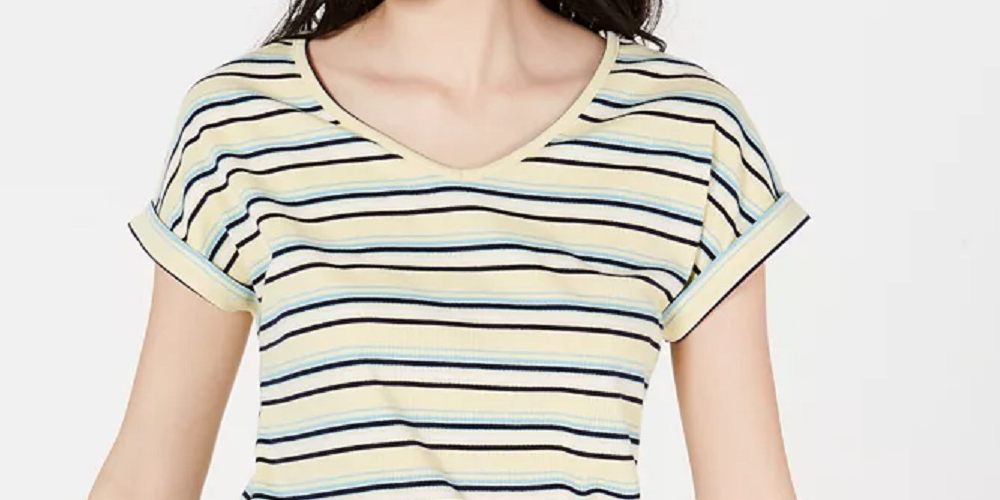 Camiseta Hippie Rose Junior com amarração frontal, tamanho médio, amarela