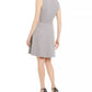 Vestido Calvin Klein Feminino, liso, sem mangas, decote em V, acima do joelho, ajuste flare, cinza, tamanho 10