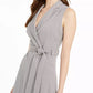 Vestido Calvin Klein Feminino, liso, sem mangas, decote em V, acima do joelho, ajuste flare, cinza, tamanho 10
