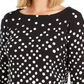 Camiseta feminina Charter Club de algodão Pima com estampa de botões e ombros, preta, tamanho PXL
