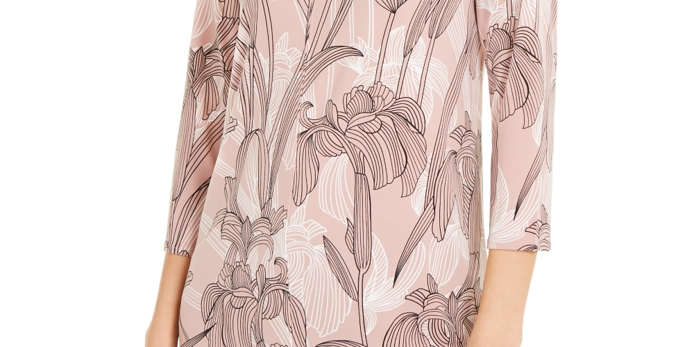 Túnica de malha estampada feminina Alfani rosa tamanho médio