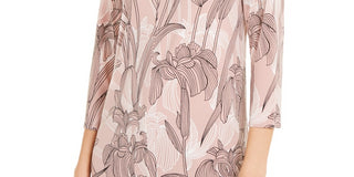 Túnica de malha estampada feminina Alfani rosa tamanho médio