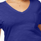 Camiseta feminina plus size com decote em V, estilo &amp; co, azul, tamanho 0X