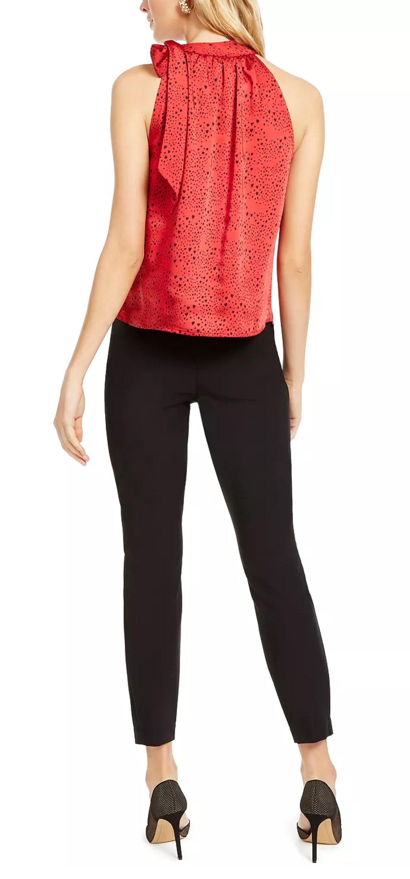 Blusa feminina com estampa de coração e laço INC International Concepts, vermelha, tamanho pequeno