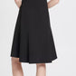 Vestido flare feminino DKNY com manga tulipa e bloco de cores, preto/branco, tamanho 12