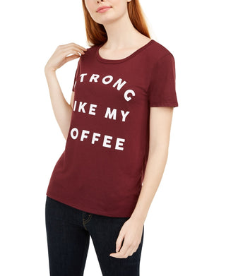 Camiseta estampada Love Tribe Junior Strong Like My Coffee, cor vinho, tamanho extrapequeno