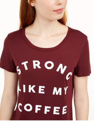 Camiseta estampada Love Tribe Junior Strong Like My Coffee, cor vinho, tamanho extrapequeno