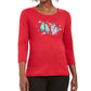 Karen Scott Chinelos Femininos de Inverno Algodão Top Vermelho Tamanho PL