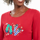 Karen Scott Chinelos Femininos de Inverno Algodão Top Vermelho Tamanho PL