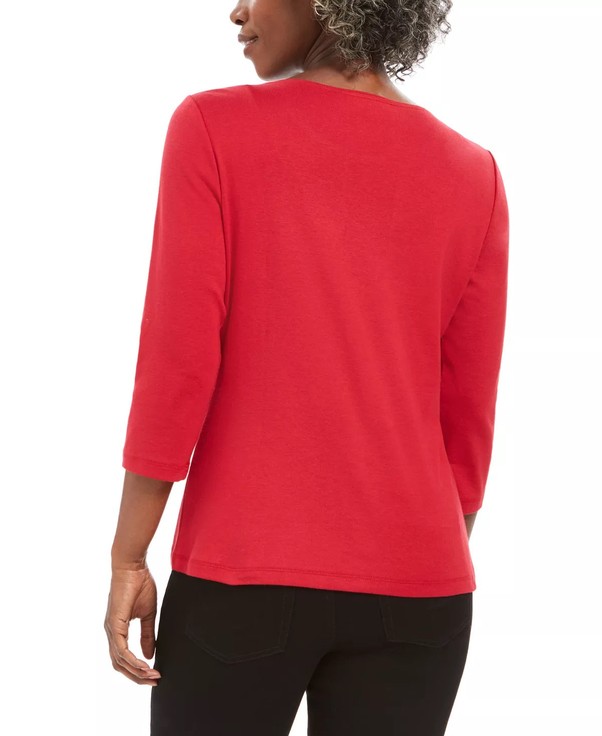 Karen Scott Chinelos Femininos de Inverno Algodão Top Vermelho Tamanho PL