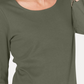 Karen Scott Blusa de algodão com decote redondo feminina, verde, tamanho pequeno médio