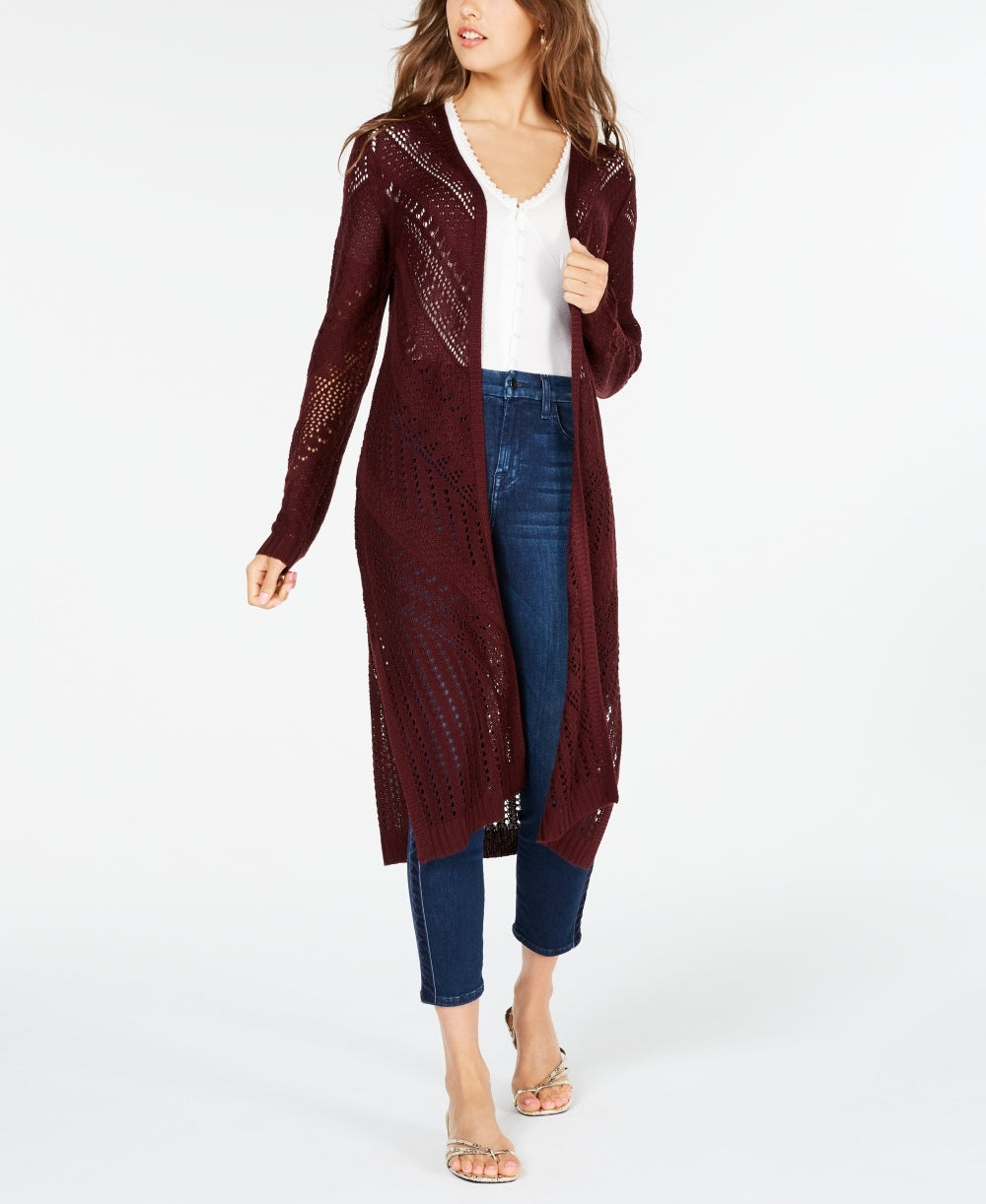 Cardigan Pointelle Duster com frente aberta, tamanho pequeno, vermelho, do IOT Juniors