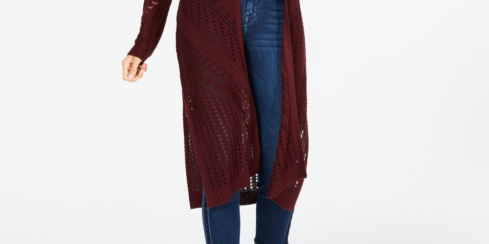 Cardigan Pointelle Duster com frente aberta, tamanho pequeno, vermelho, do IOT Juniors