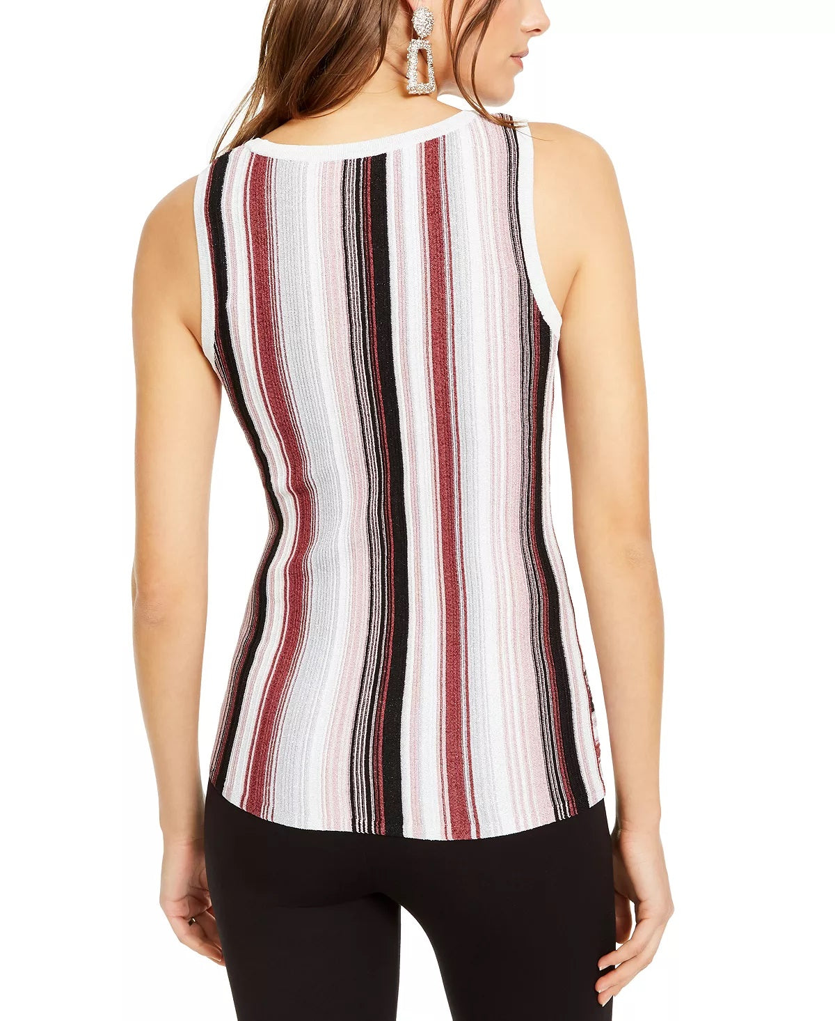 Regata feminina listrada pequena com bainha torcida da INC International Concepts, rosa, tamanho pequeno