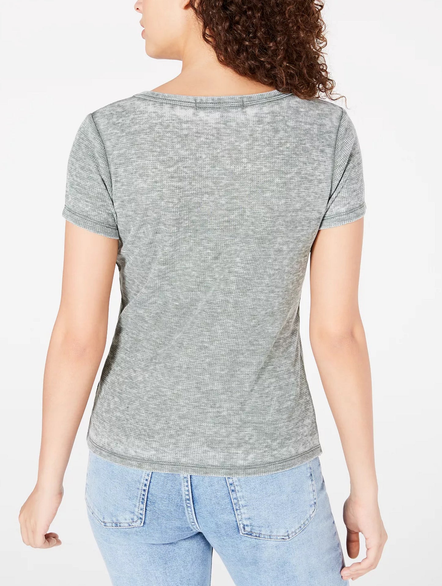 Camiseta Crave Fame Junior com botões e estampa waffle, verde, tamanho pequeno