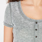Camiseta Crave Fame Junior com botões e estampa waffle, verde, tamanho pequeno