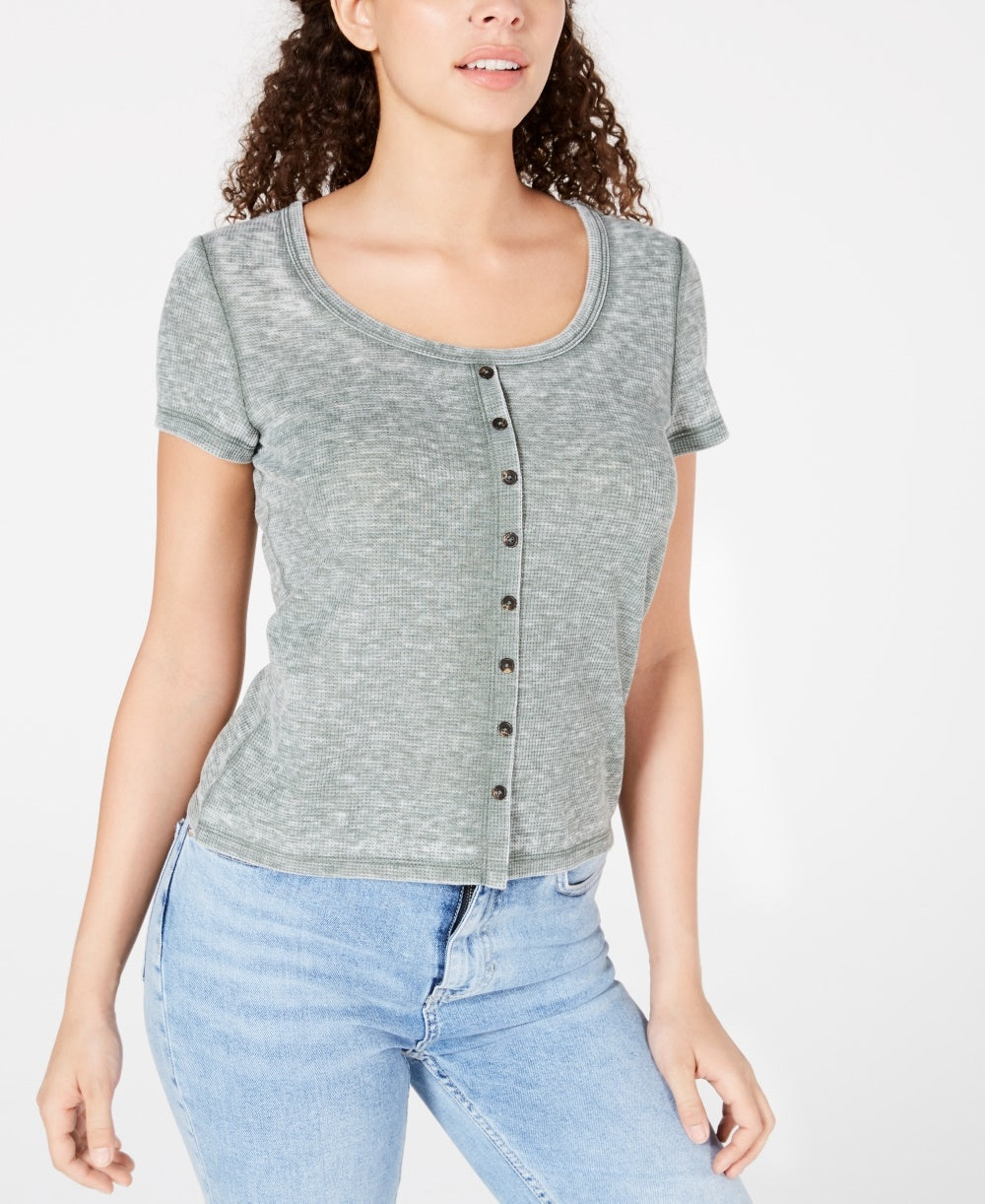 Camiseta Waffle com Botões Frontais Crave Fame Juniors Verde Tamanho Grande